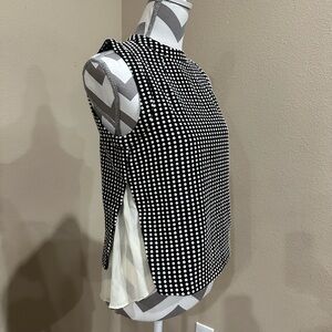 K. By Kersh Black/Cream Polka Dot Sleeveless Top, EUC!